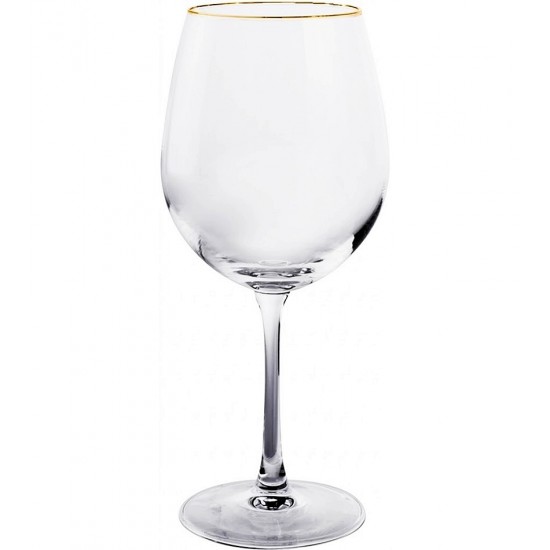 Jogo De 6 Taças 600ml  Galáxia Borda Dourada Hauskraft Transparente